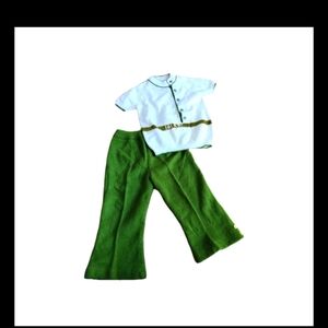 White and Green Outfit Set VTG Renro Boy's Green Striped Sweater Pant Set SZ 3T